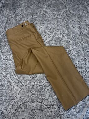 Swagger - Fitted 100% Pure Wool Men's Wide Leg Dress Pants in Camel - 38/31